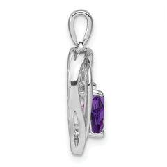 Sterling Silver Rhodium-plated Amethyst and Diamond Pendant