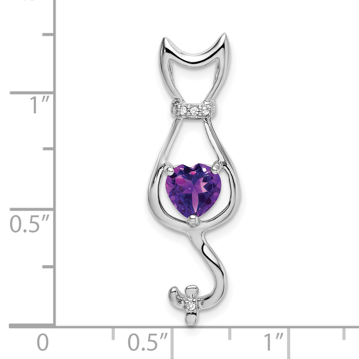 10k White Gold Amethyst and Diamond Cat Pendant