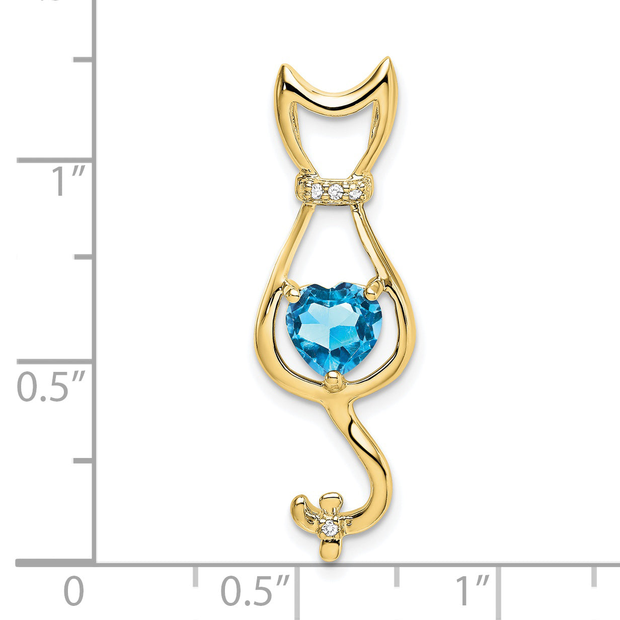 10k Blue Topaz and Diamond Cat Pendant