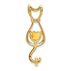 10k Citrine and Diamond Cat Pendant