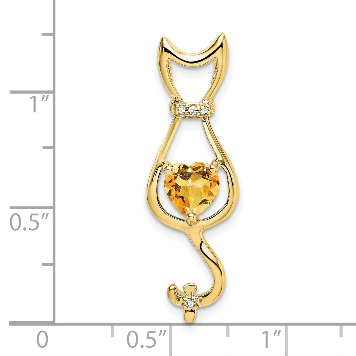 10k Citrine and Diamond Cat Pendant