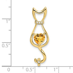 10k Citrine and Diamond Cat Pendant