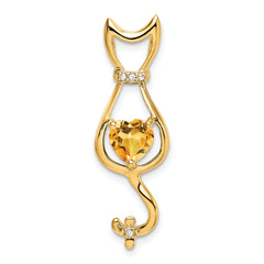 10k Citrine and Diamond Cat Pendant