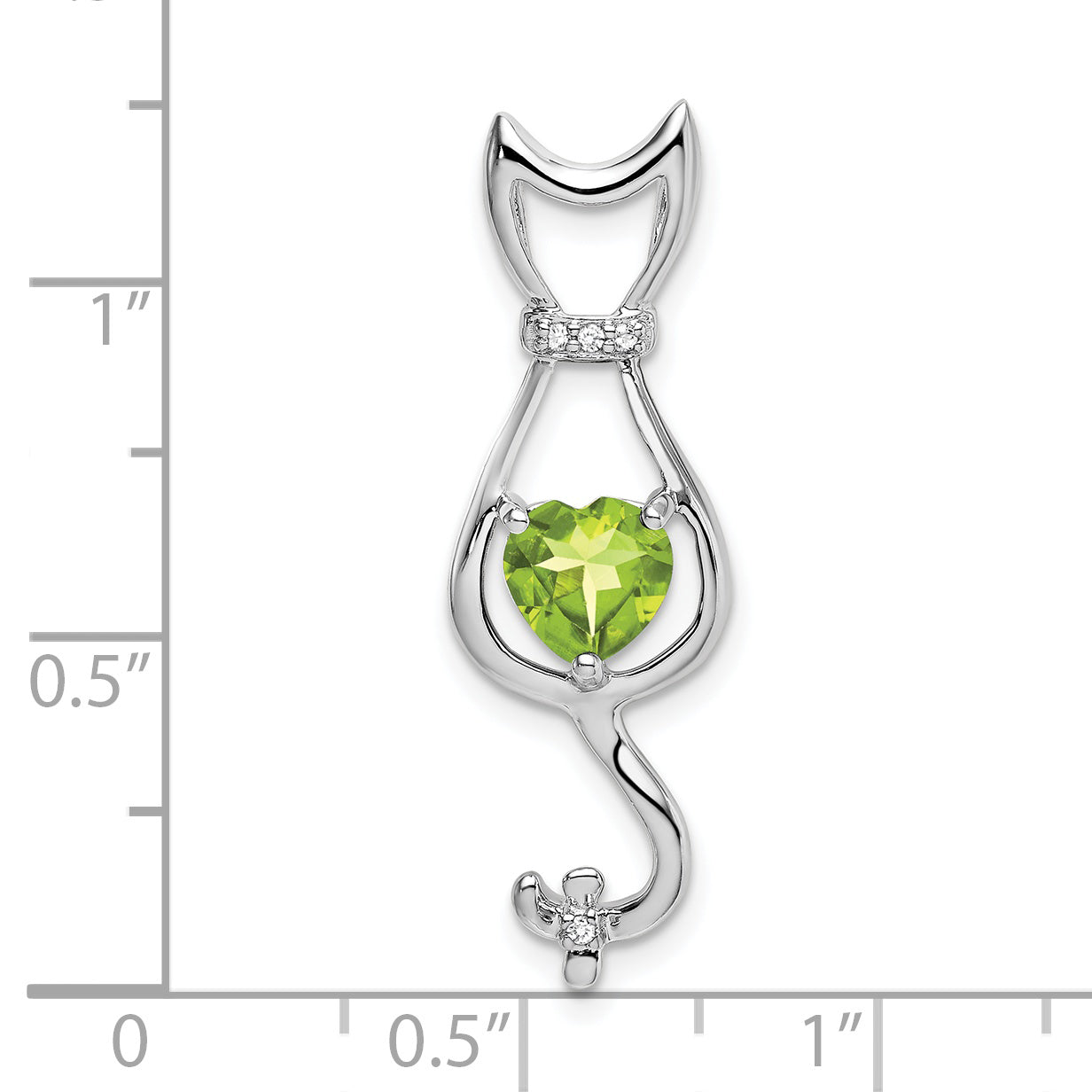 10k White Gold Peridot and Diamond Cat Pendant