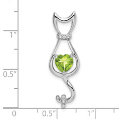 10k White Gold Peridot and Diamond Cat Pendant