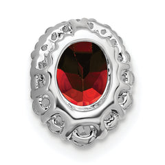 14K White Gold Lab Grown Diamond and Created Ruby Halo Chain Slide