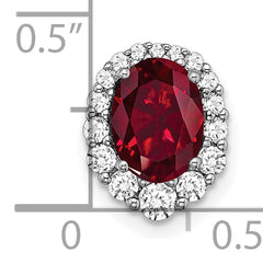 14K White Gold Lab Grown Diamond and Created Ruby Halo Chain Slide