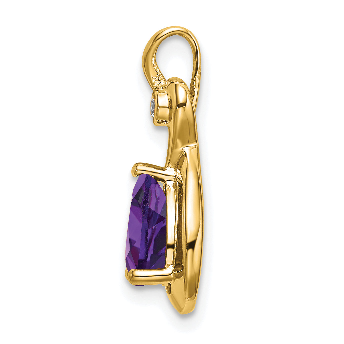 10k Pear Amethyst and Diamond Pendant