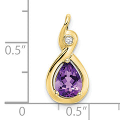 10k Pear Amethyst and Diamond Pendant