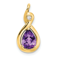 10k Pear Amethyst and Diamond Pendant