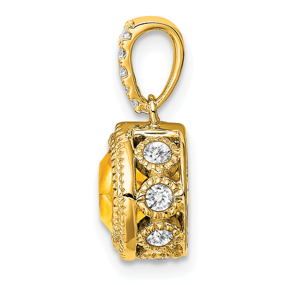 10k Cushion Citrine and Diamond Pendant