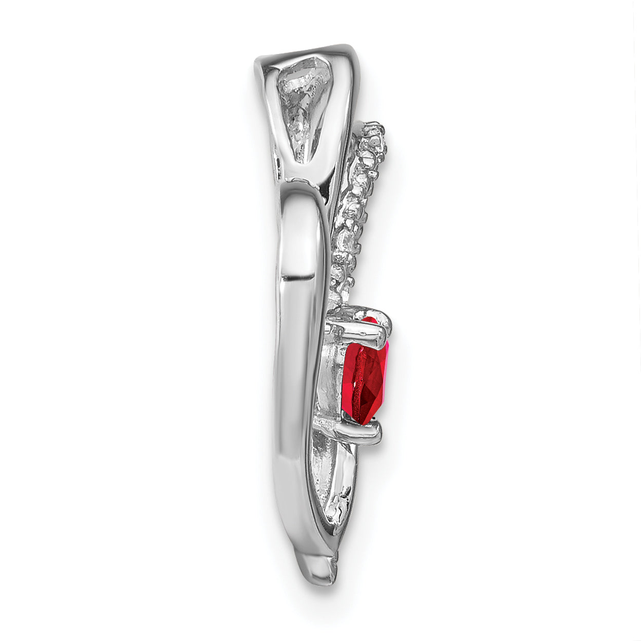 14k White Gold Ruby and Diamond Heart Chain Slide