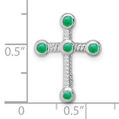 10k White Gold Emerald Cross Chain Slide