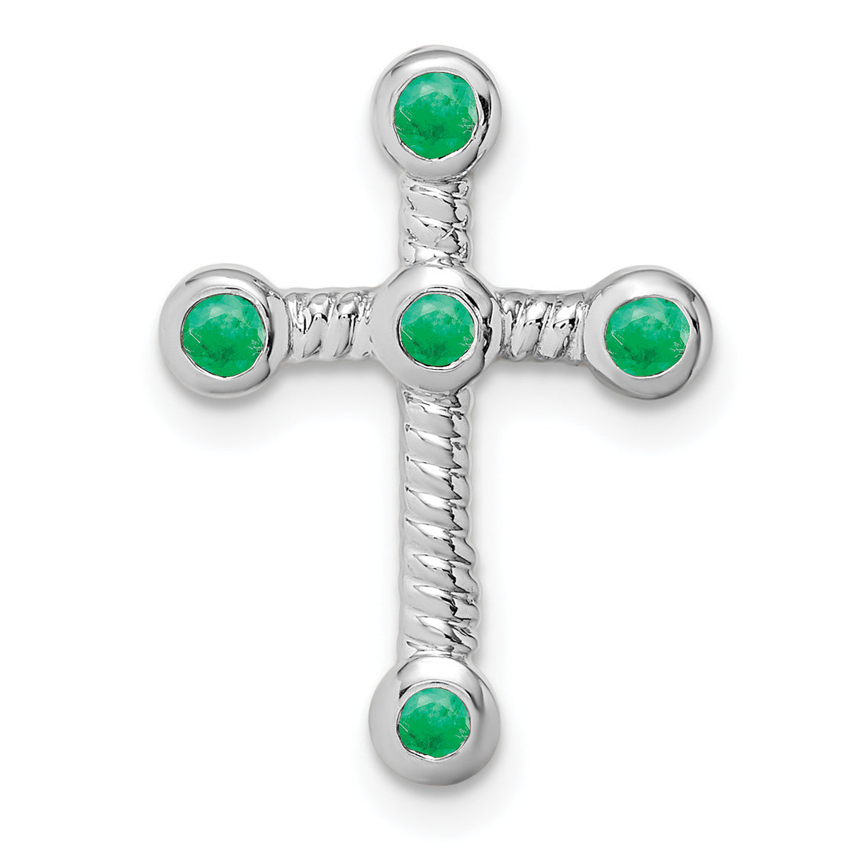 10k White Gold Emerald Cross Chain Slide