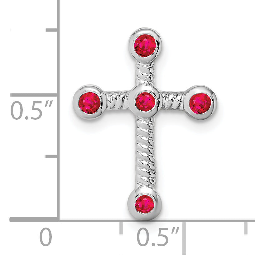 10k White Gold Ruby Cross Chain Slide