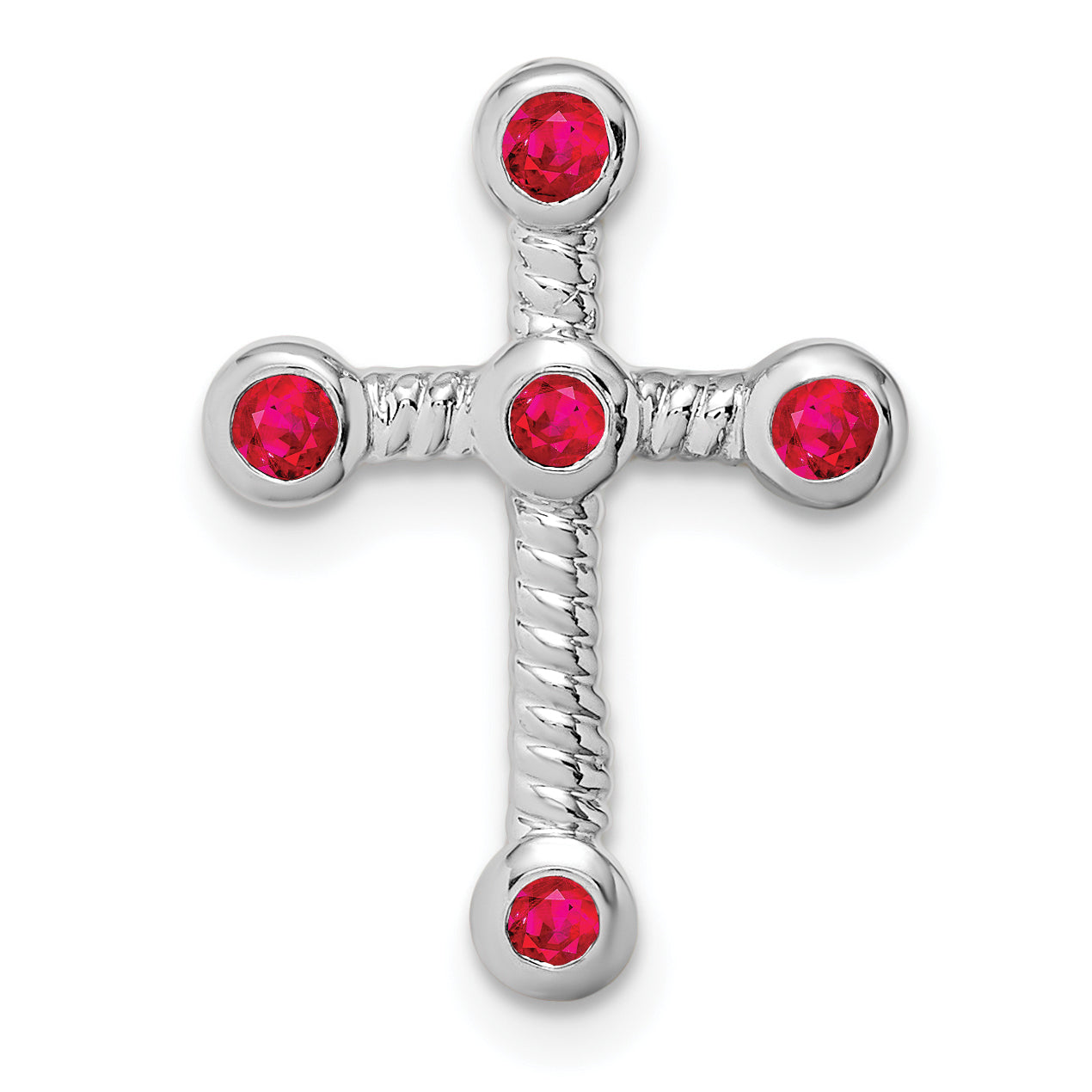 10k White Gold Ruby Cross Chain Slide