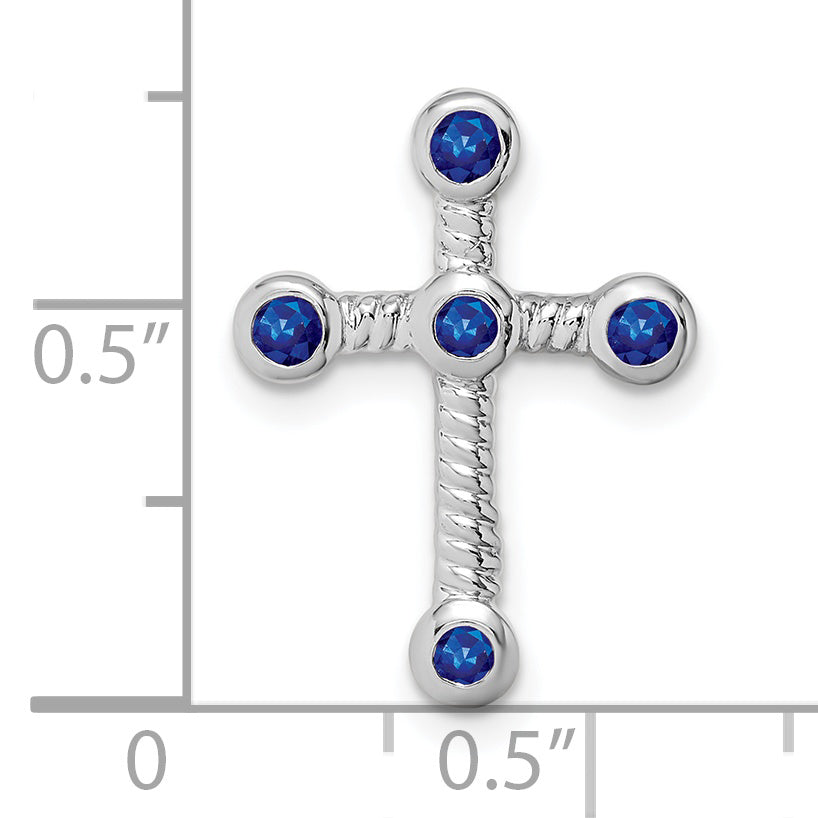 10k White Gold Sapphire Cross Chain Slide