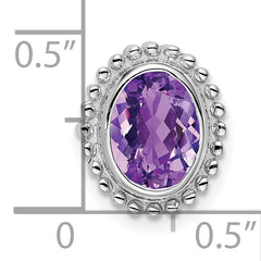 10k White Gold Oval Amethyst Chain Slide