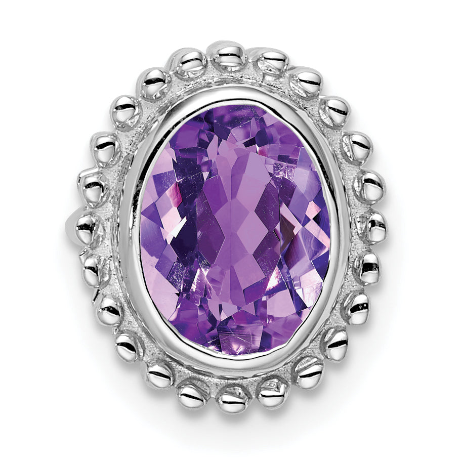 10k White Gold Oval Amethyst Chain Slide