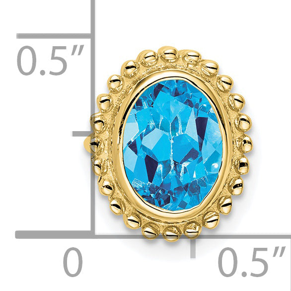 10k Oval Blue Topaz Chain Slide