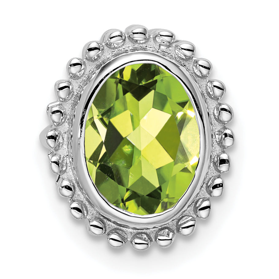 10k White Gold Oval Peridot Chain Slide