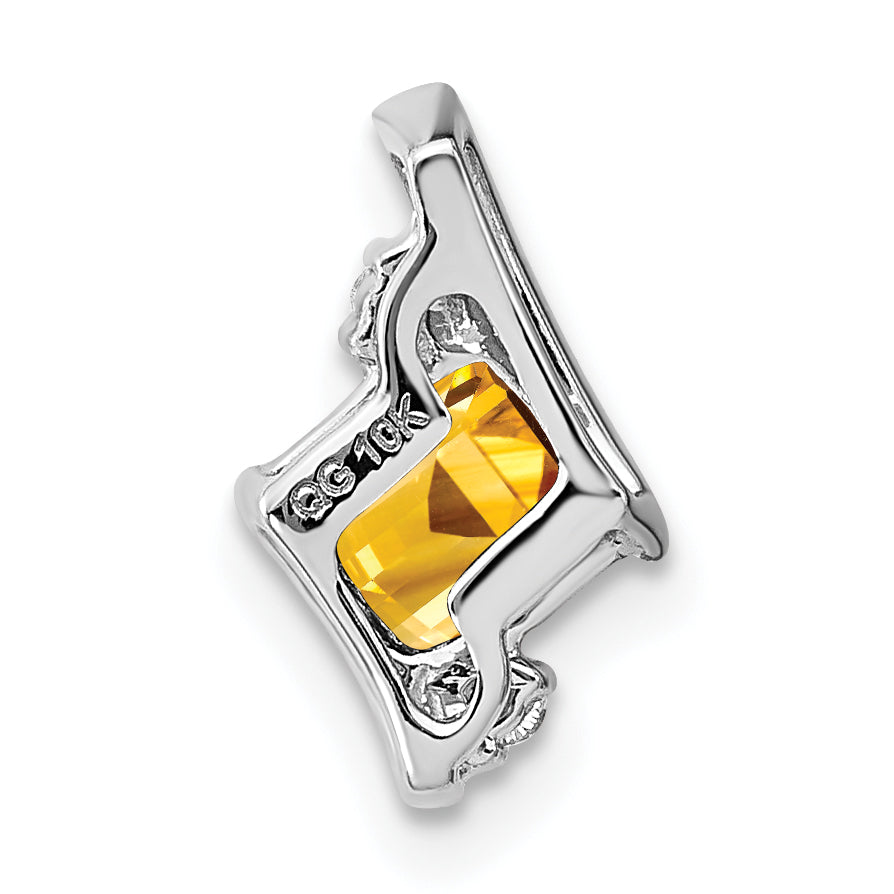 Sterling Silver Antique Cushion Citrine and Diamond Pendant