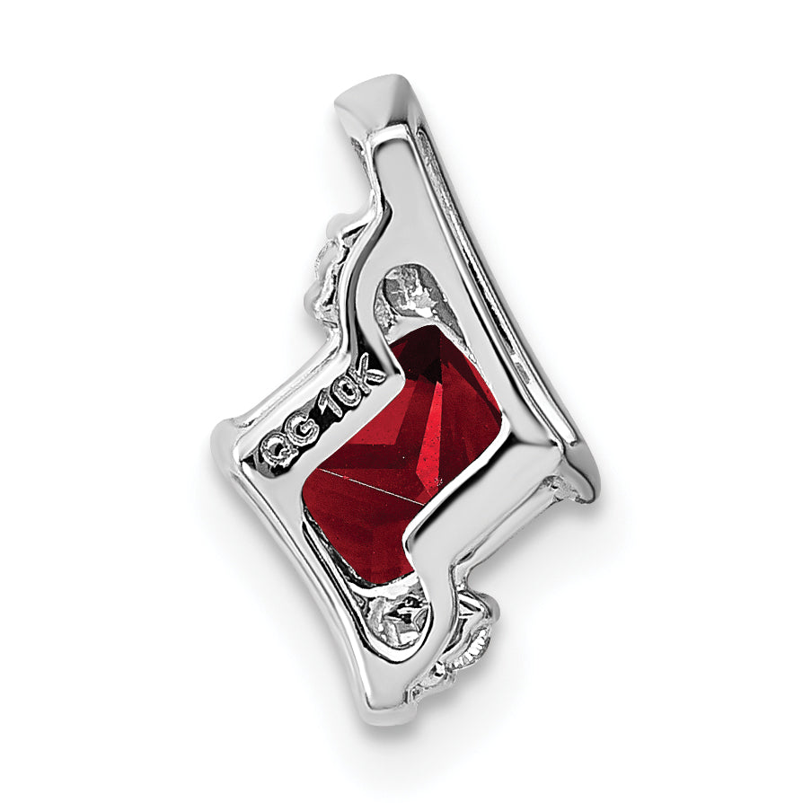 Sterling Silver Antique Cushion Garnet and Diamond Pendant