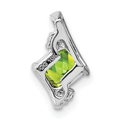 Sterling Silver Antique Cushion Peridot and Diamond Pendant