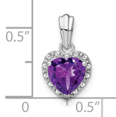 Sterling Silver Rhodium-plated Amethyst and Diamond Pendant