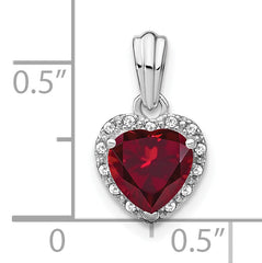 Sterling Silver Rhodium-plated Created Ruby and Diamond Pendant