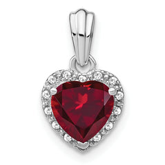 Sterling Silver Rhodium-plated Created Ruby and Diamond Pendant