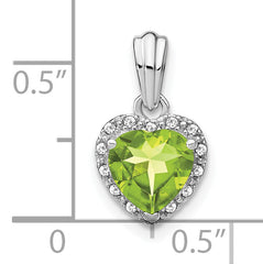 Sterling Silver Rhodium-plated Peridot and Diamond Pendant