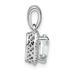 Sterling Silver Rhodium-plated White Topaz and Diamond Pendant