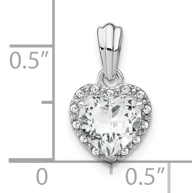 Sterling Silver Rhodium-plated White Topaz and Diamond Pendant