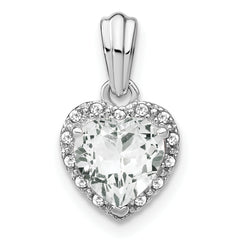 Sterling Silver Rhodium-plated White Topaz and Diamond Pendant