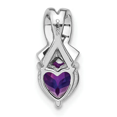 Sterling Silver Rhodium-plated Amethyst and Diamond Pendant