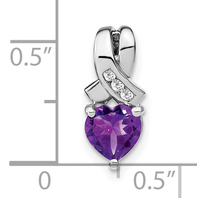 Sterling Silver Rhodium-plated Amethyst and Diamond Pendant