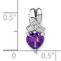 Sterling Silver Rhodium-plated Amethyst and Diamond Pendant