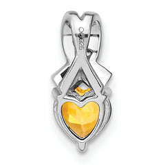 Sterling Silver Rhodium-plated Citrine and Diamond Pendant