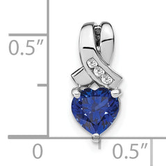 Sterling Silver Rhodium-plated Created Sapphire/Diamond Pendant