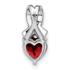 Sterling Silver Rhodium-plated Garnet and Diamond Pendant