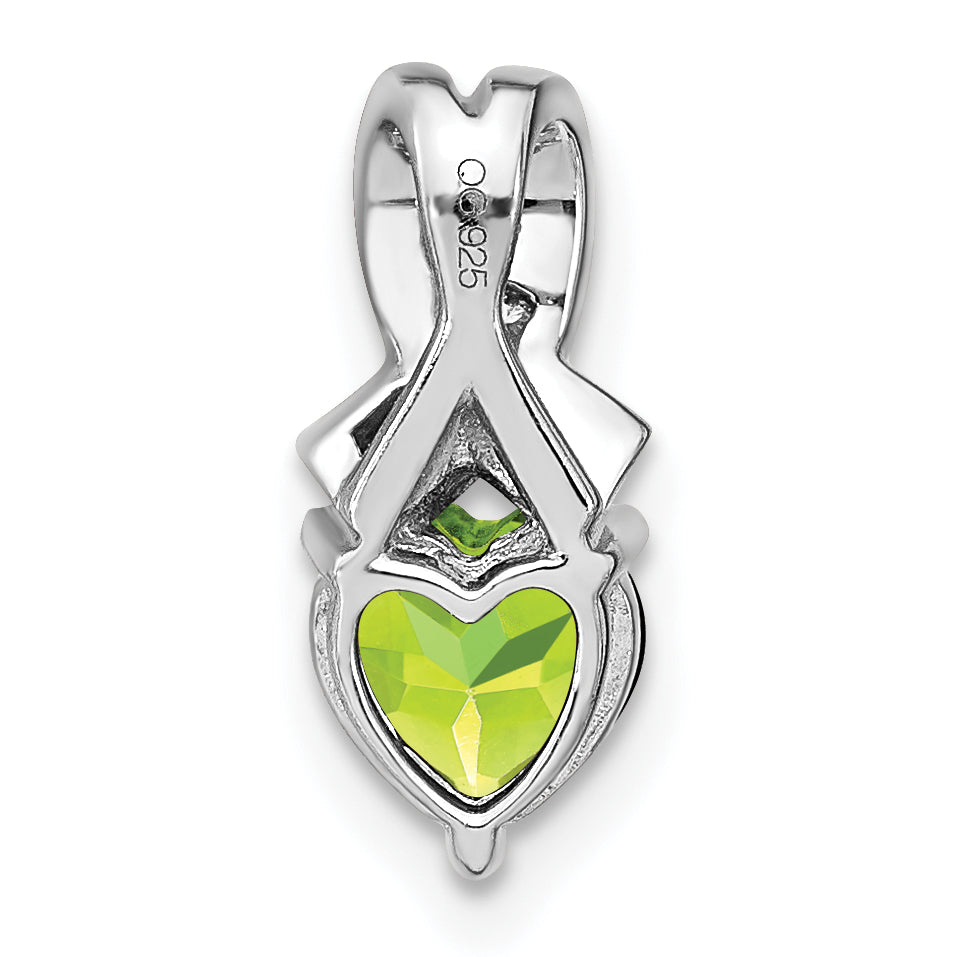 Sterling Silver Rhodium-plated Peridot and Diamond Pendant