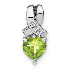 Sterling Silver Rhodium-plated Peridot and Diamond Pendant