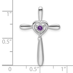 10k White Gold Amethyst Cross w/Heart Chain Slide