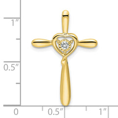 10k White Topaz Cross w/Heart Chain Slide