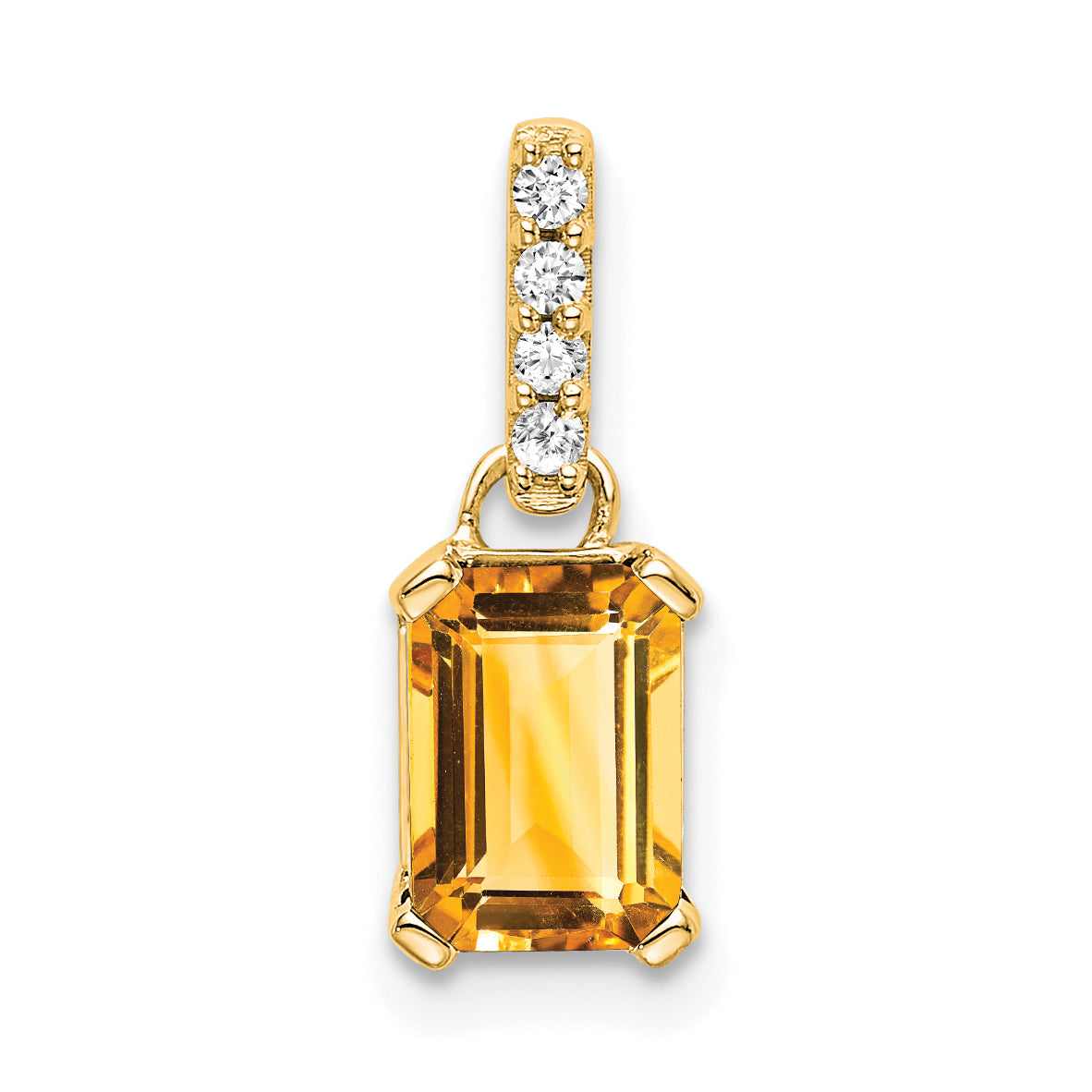 10k Yellow Gold Citrine and Diamond Pendant