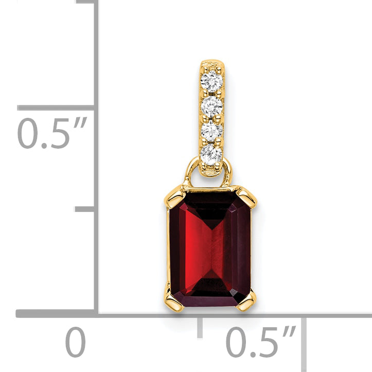 10k Yellow Gold Garnet and Diamond Pendant