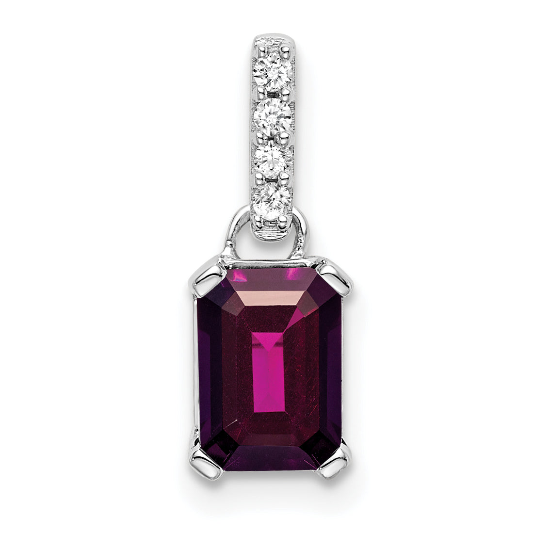 10k White Gold Rhodolite Garnet and Diamond Pendant