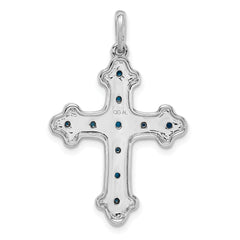 14k White Gold Turquoise and White Topaz Cross Pendant