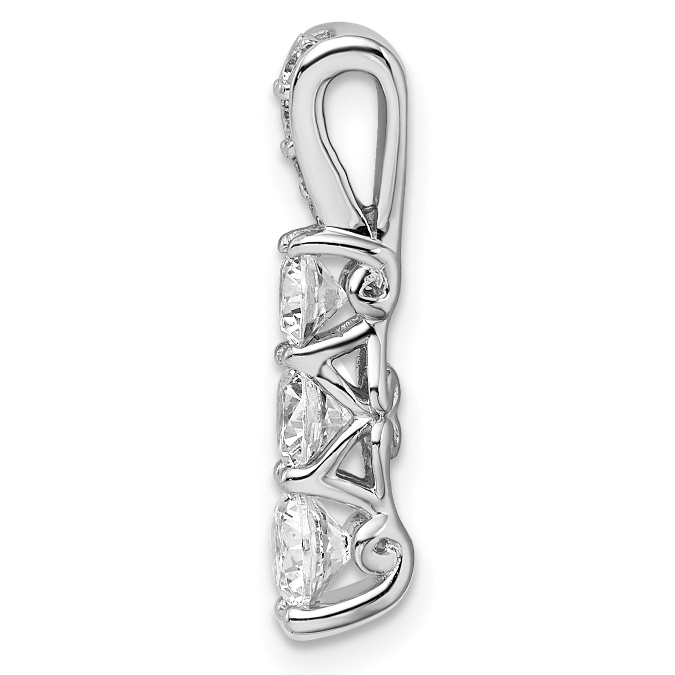 14K White Gold Lab Grown Diamond 3-stone Pendant